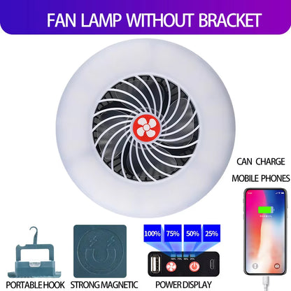 Camping Fan Camping Light Portable Lantern LED Flashlight Tent Fan Power Bank Emergency Lamp Camping Equipment