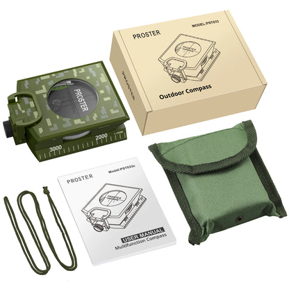 Proster Professional Outdoor Compass – Waterproof Camouflage Clinometer for Camping, Hiking, and Hunting