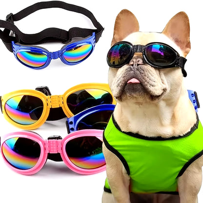 Adjustable Foldable Dog Sunglasses – Padded Protective Goggles for Medium Dogs