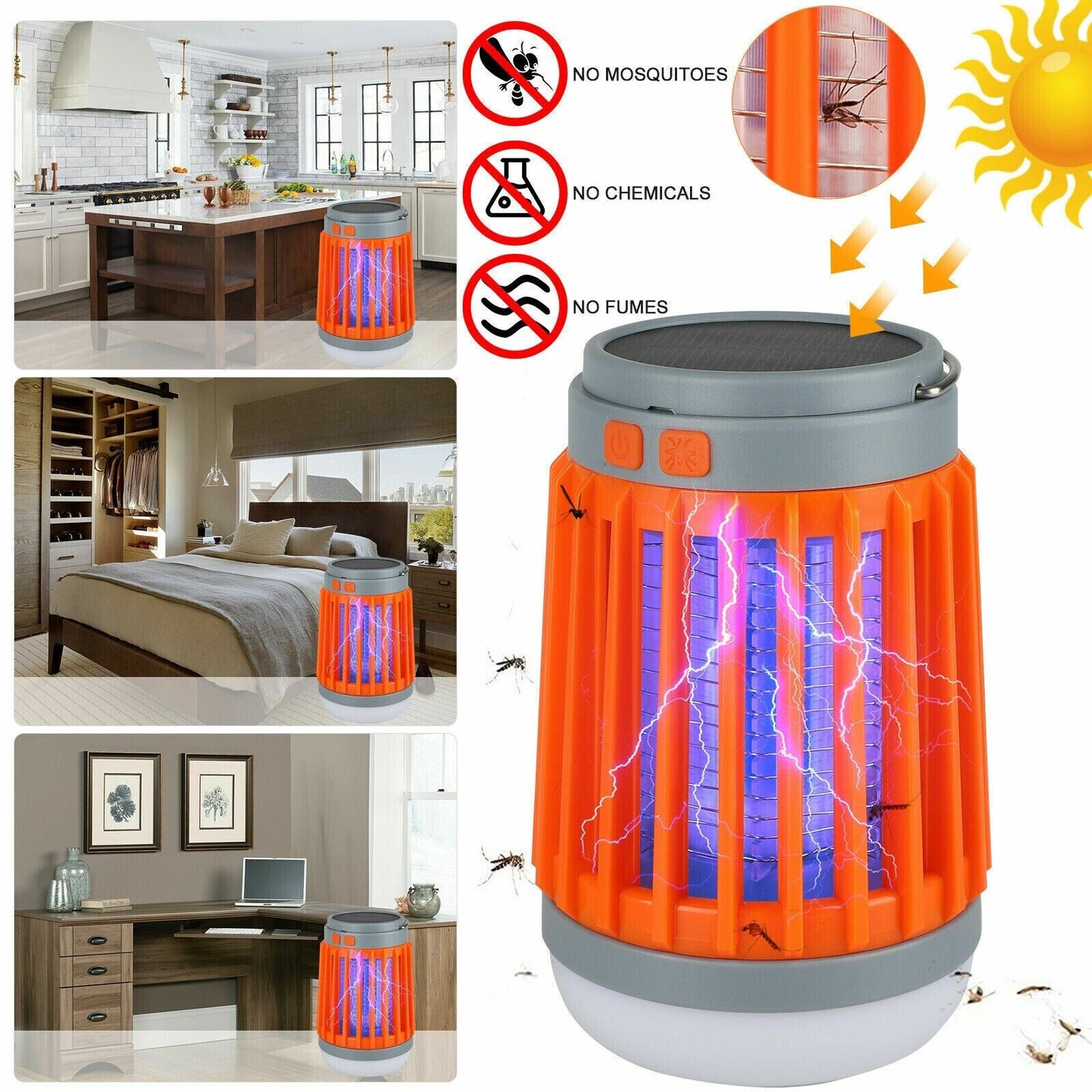 Solar USB Mosquito Killer Light Electronic Fly Bug Insect Zapper Trap Pest Lamp