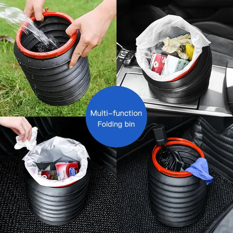 Portable Retractable Folding Car Trash Bin & Multipurpose Bucket – 4L Telescopic Water Storage Solution