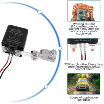 12V Battery Disconnect Switch with Remote Control – Anti-Theft Battery Isolator for Cars, Trucks, and RVs