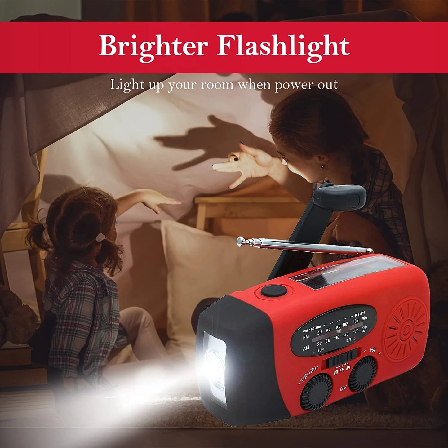 Storm Safe Emergency AM/FM/NOAA Weather Radio – Solar Flashlight & Built-In Phone Charger