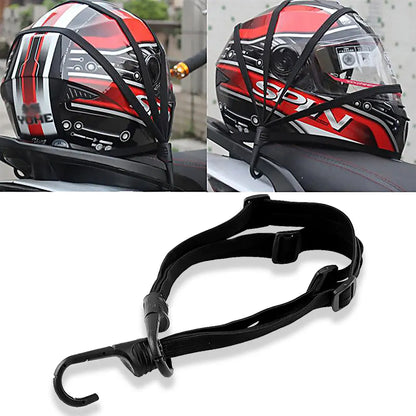 Highly Elastic Helmet & Luggage Binding Cord with Hooks – Durable Retractable Strap for Motorcycles & More