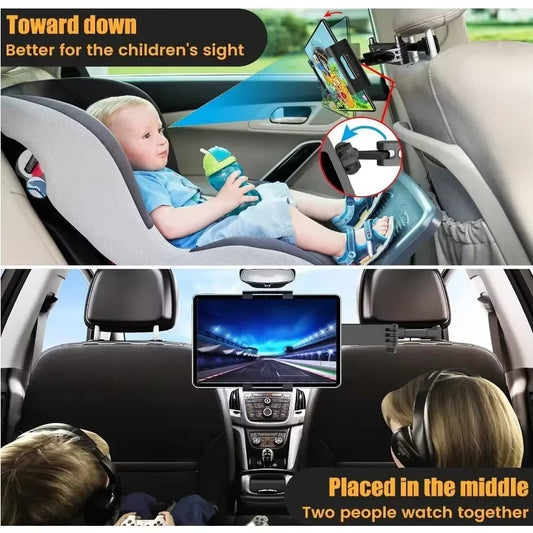 Universal 360° Car Tablet Holder – Adjustable Headrest Mount for 4.7-12.9” Devices