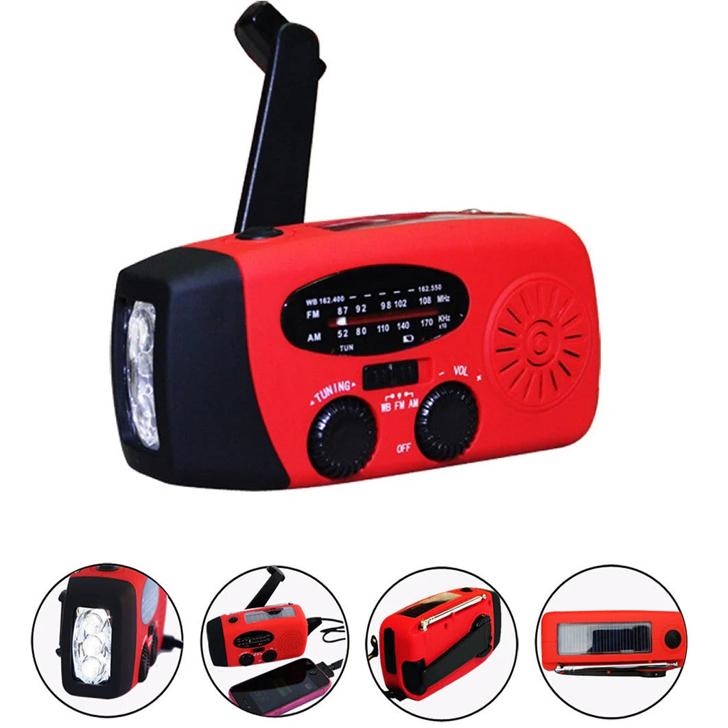 Storm Safe Emergency AM/FM/NOAA Weather Radio – Solar Flashlight & Built-In Phone Charger