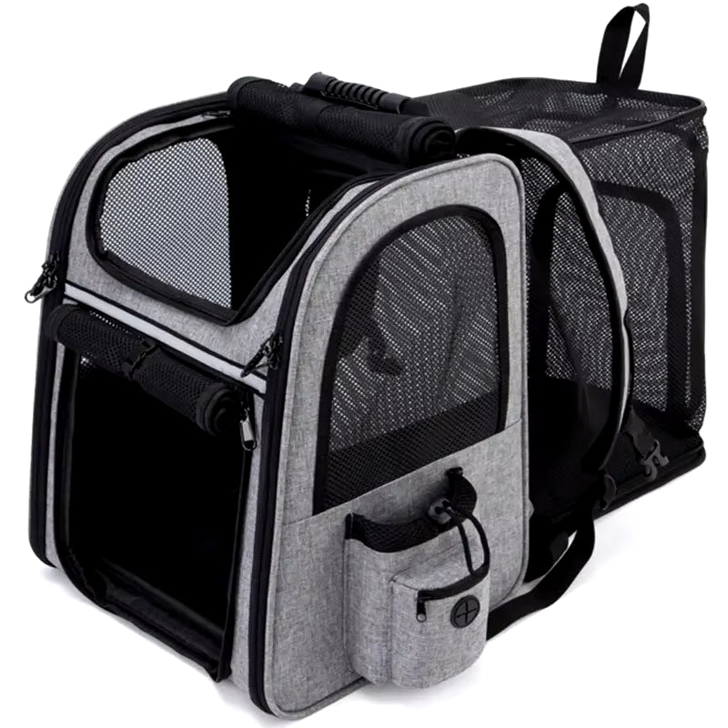 Portable Expandable Pet Backpack – Breathable Double-Shoulder Cat & Puppy Carrier