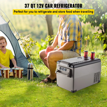 VEVOR 37 Quart Portable Refrigerator – Dual-Zone, App-Controlled 12V/24V & 110-240V for Camping, Travel, and Home