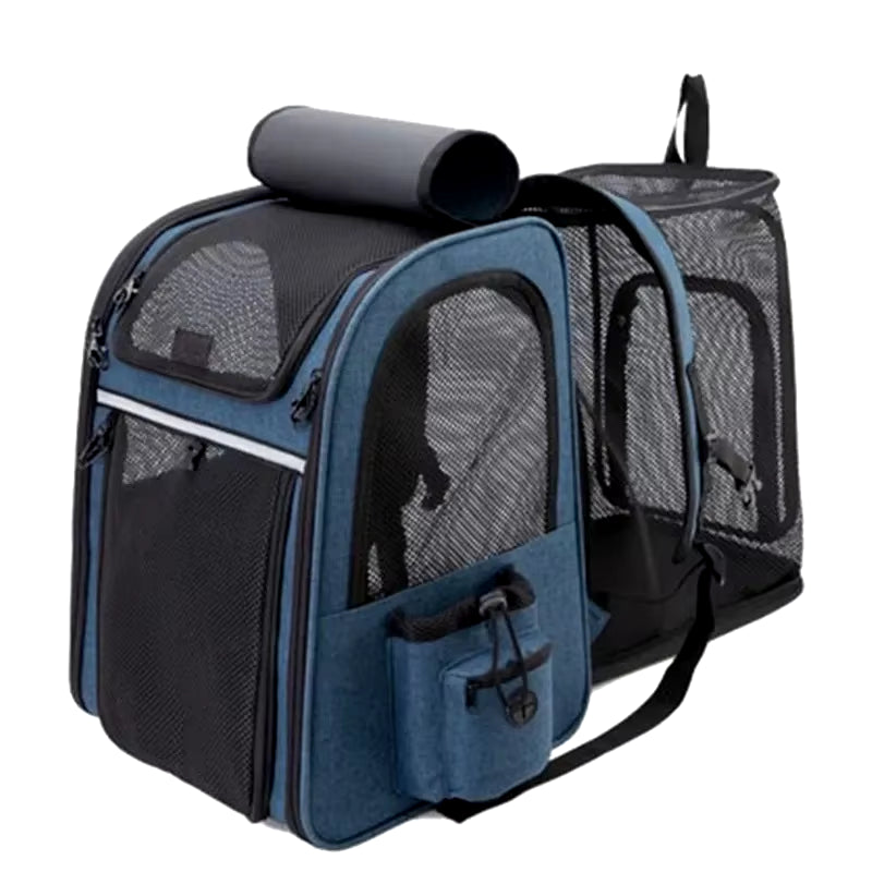 Portable Expandable Pet Backpack – Breathable Double-Shoulder Cat & Puppy Carrier