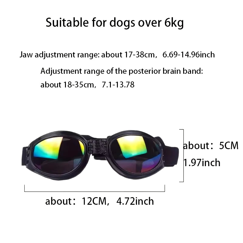 Adjustable Foldable Dog Sunglasses – Padded Protective Goggles for Medium Dogs