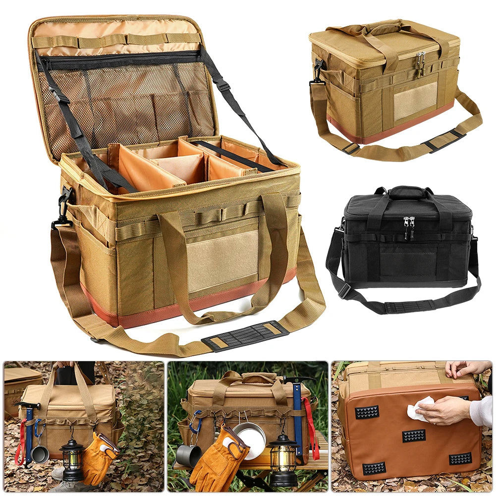 30L Camping Cooking Utensil Organizer Large Capacity Camping Tool Tote Bag Detachable Multifunctional Utility Camping Supplies