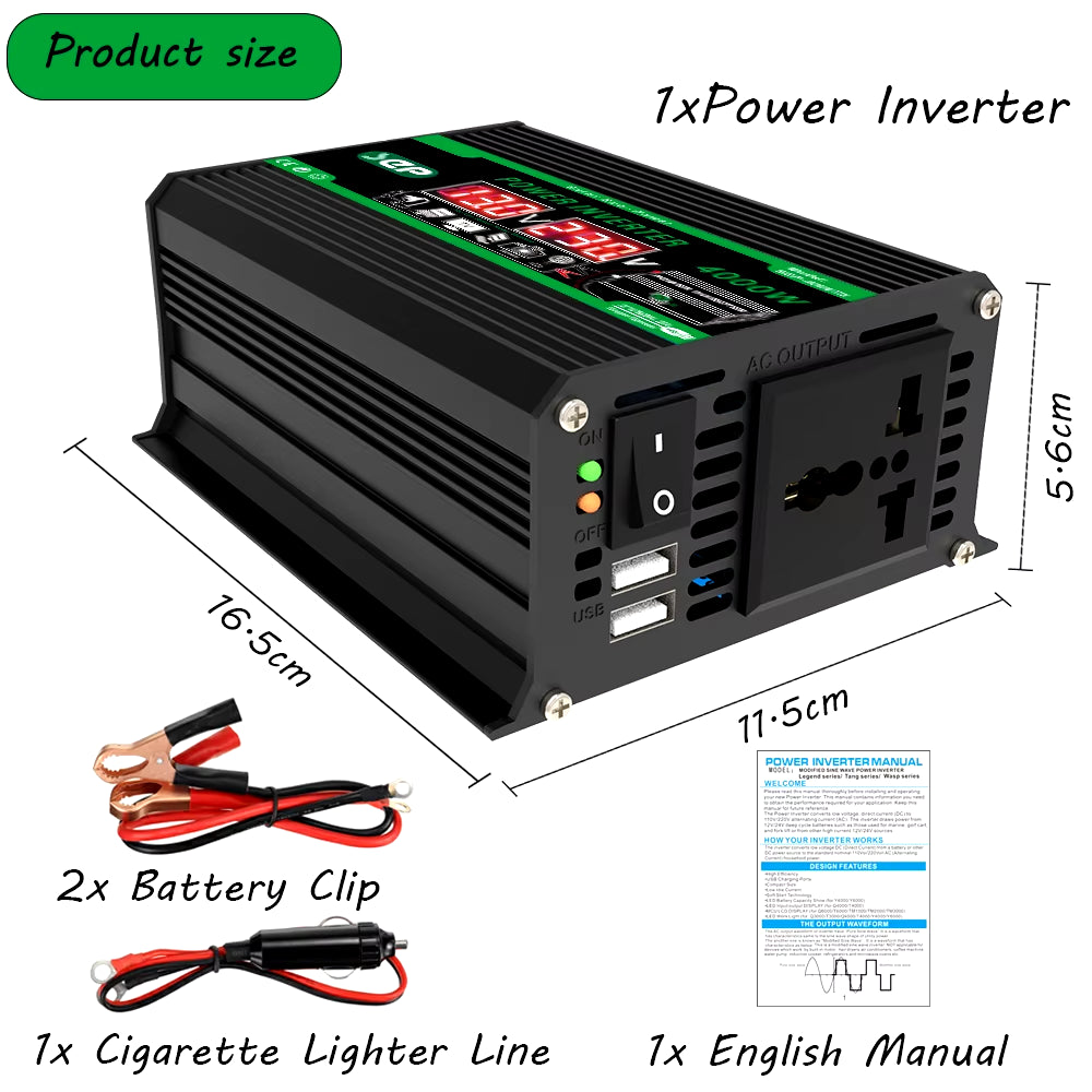 4000W Dual Digital LCD Display Solar Inverter: Ultimate Portable Power for Camping and RVs 🌞🔌