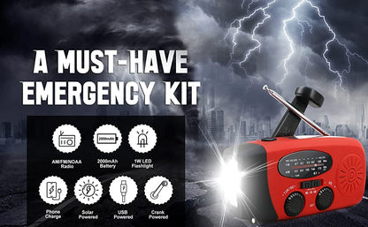 Storm Safe Emergency AM/FM/NOAA Weather Radio – Solar Flashlight & Built-In Phone Charger