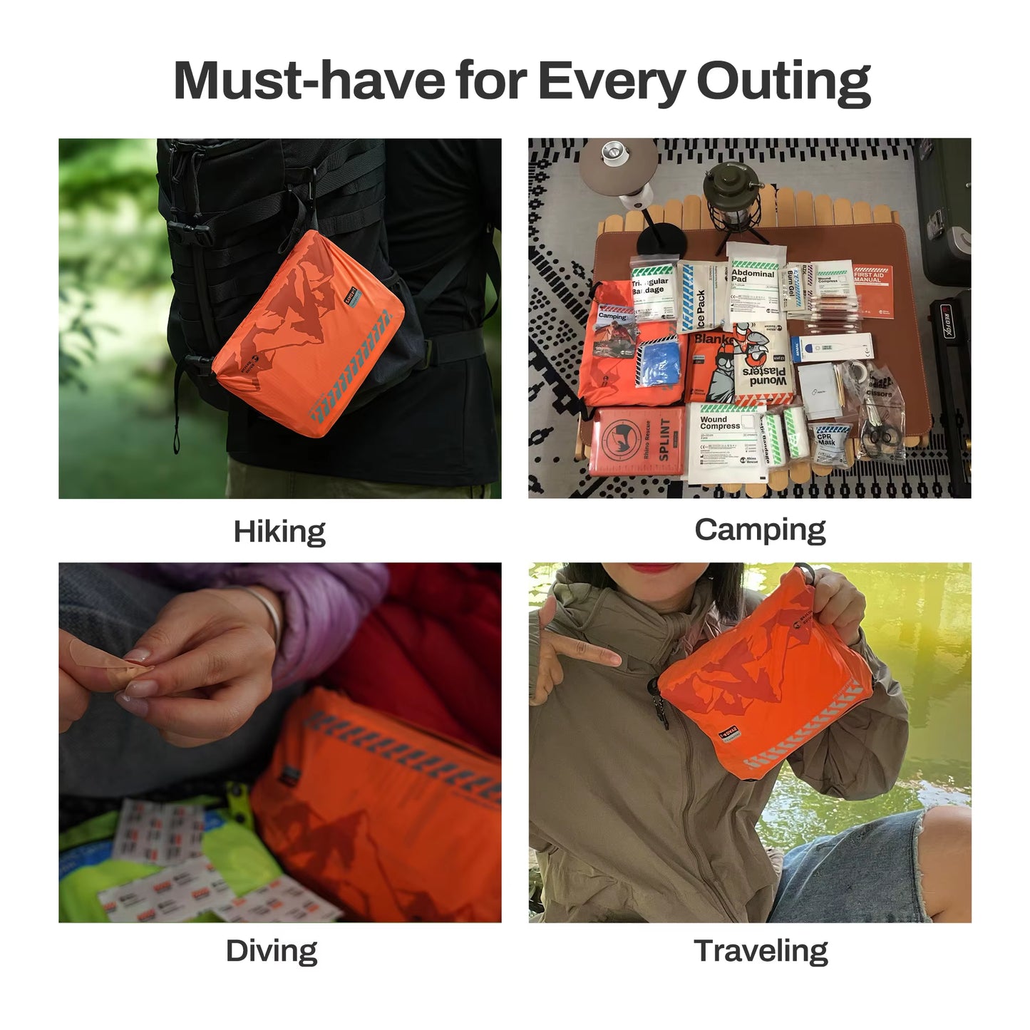 Outdoor Camping First Aid Kit,  Camping Equipment, with 38 Configurations, Suitable for Camping, Travel,