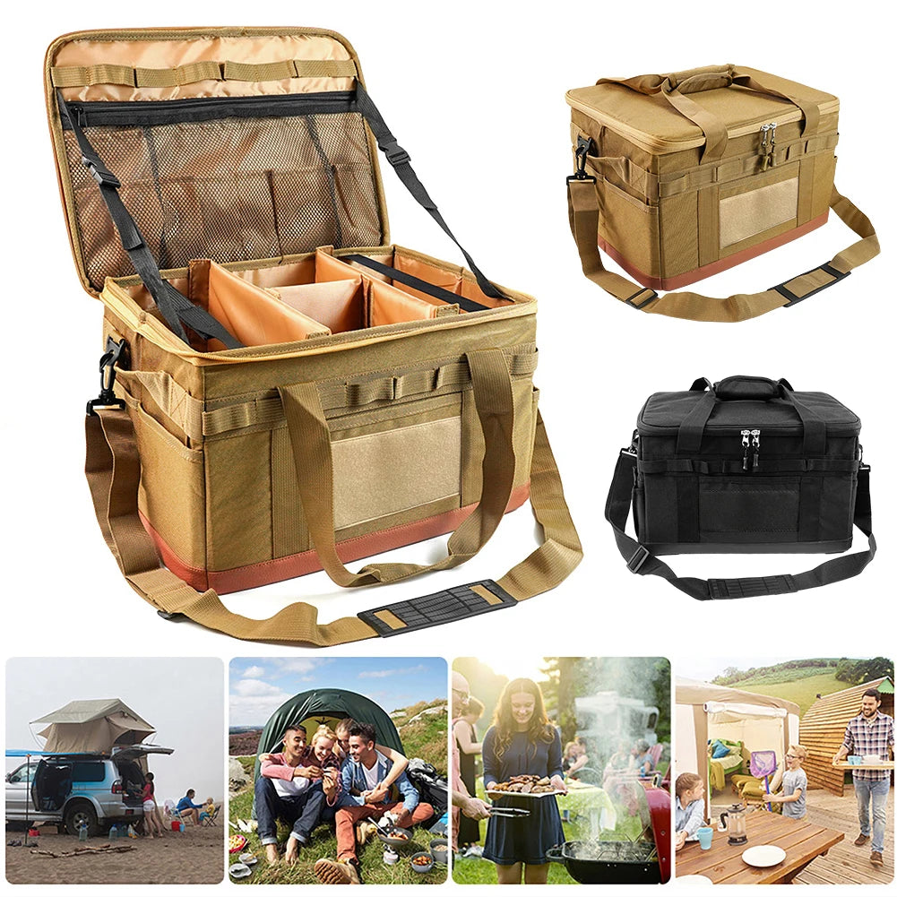 30L Camping Cooking Utensil Organizer Large Capacity Camping Tool Tote Bag Detachable Multifunctional Utility Camping Supplies