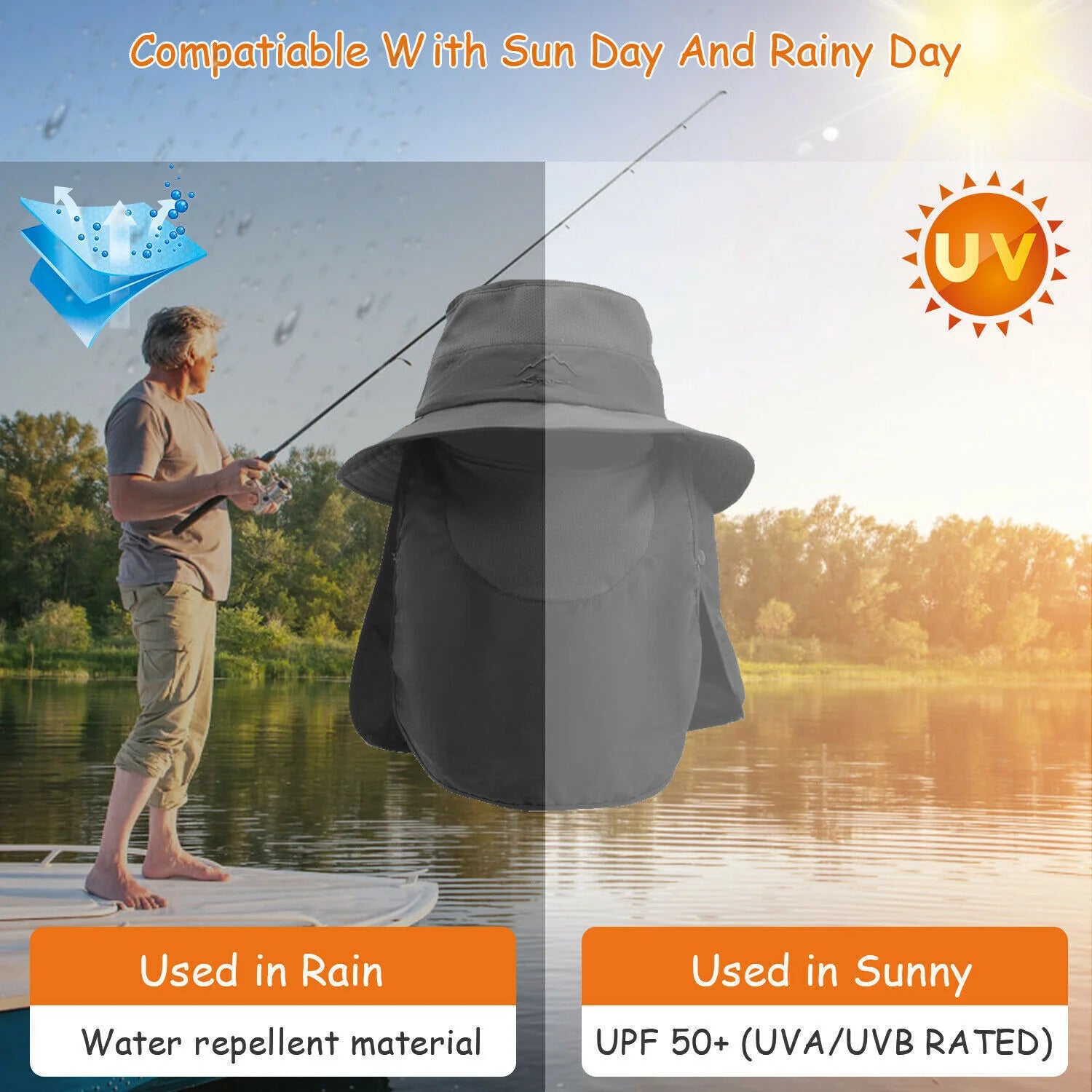 Wide Brim Sun Hat – UV Protection Bucket Hat for Men, Perfect for Hiking, Camping, Fishing, and Outdoor Adventures