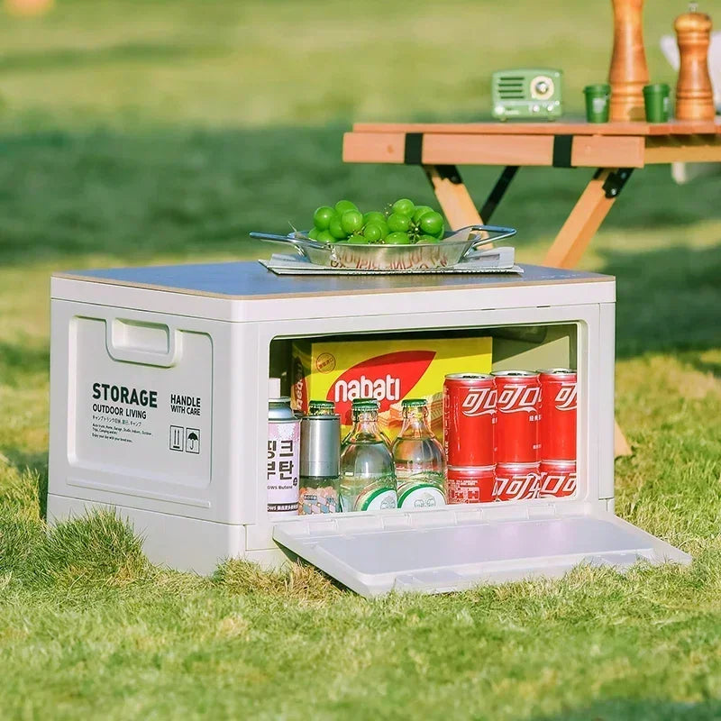 Camping Storage Box, Trunk Organizer, Camping Picnic Camping Box, Car Folding Outdoor Bench and Chopping Board