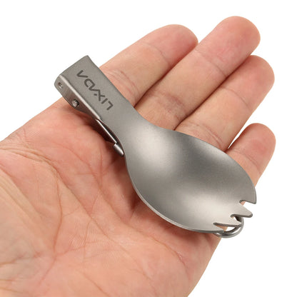 Lixada Camping Folding Titanium Spoon Spork Camping Tableware Picnic Spoon Outdoor Lightweight Tableware Hiking Camping