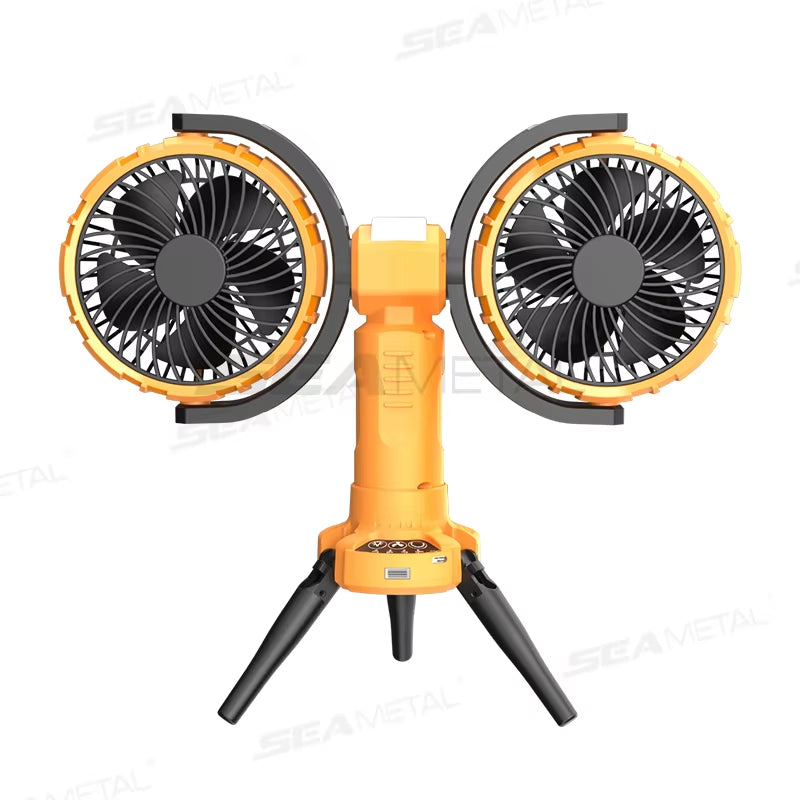 8000Mah Camping Fan Outdoor Rechargeable Cooling Fan Automatic Rotation Portable Fan with Led Light Charging All in One