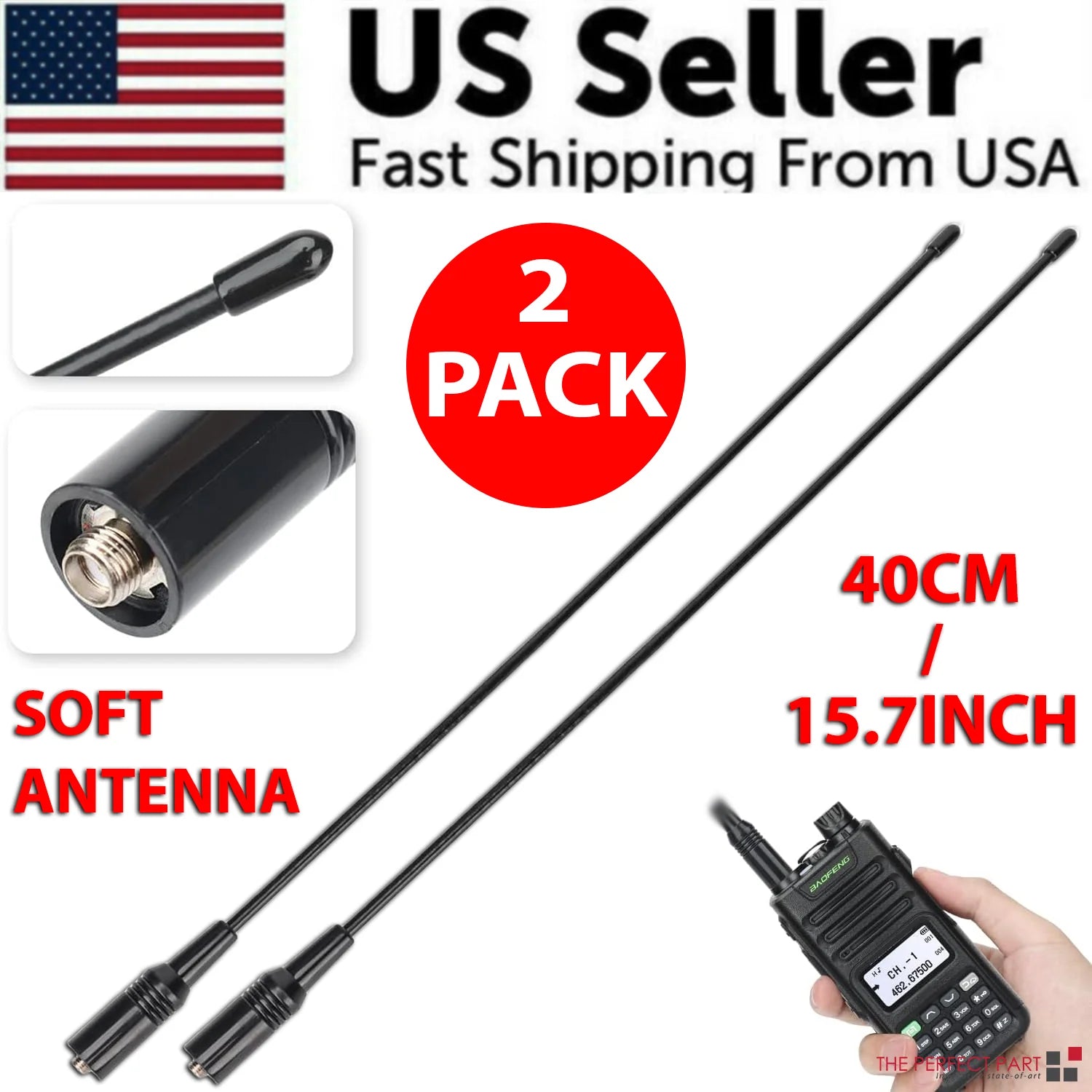 2-Pack for Baofeng UV5R UV-82 144/430Mhz Dual Band Antenna NA771 SMA Female 10W