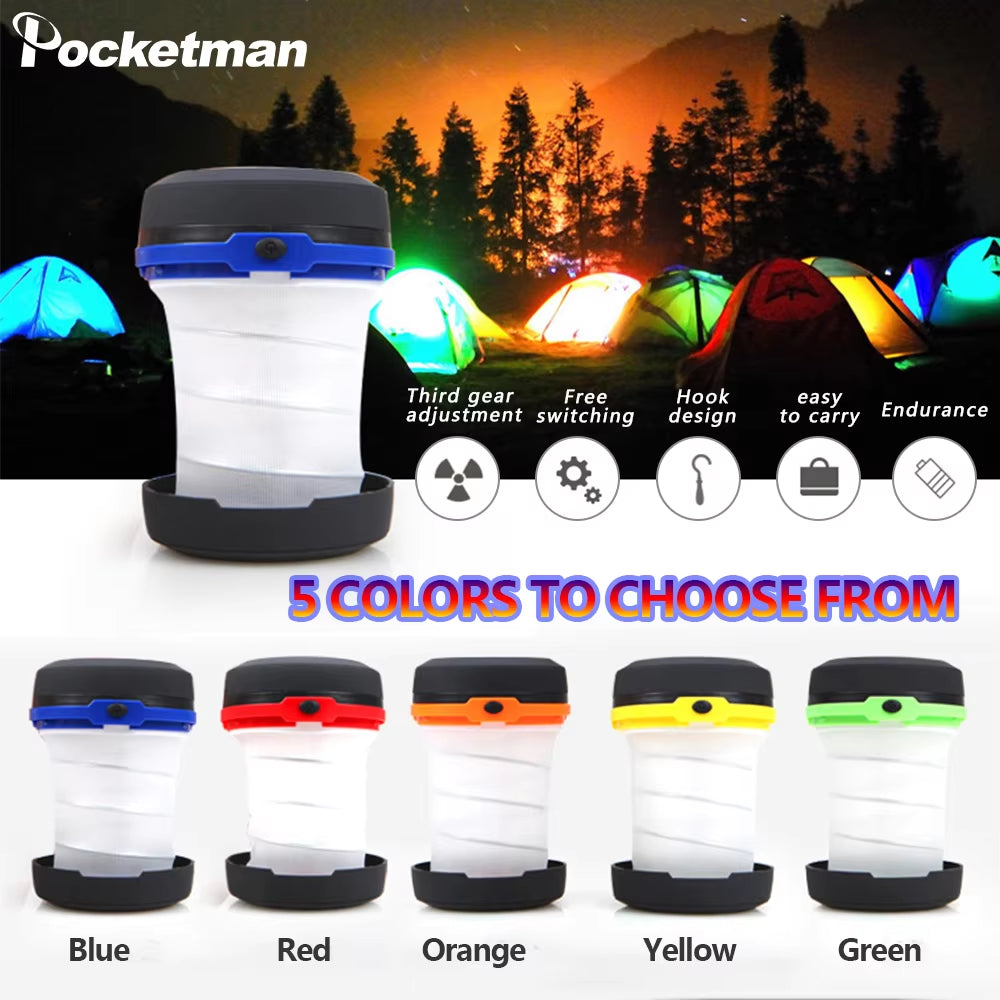 LED Camping Light Retractable Camping Lantern Portable Tent Light Waterproof Emergency Light Camping Lamp Use AA Battery