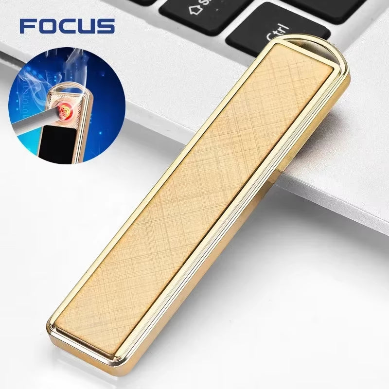 USB Rechargeable Windproof Keychain Lighter – Smooth Mirror Finish Zinc Alloy Cigarette Lighter