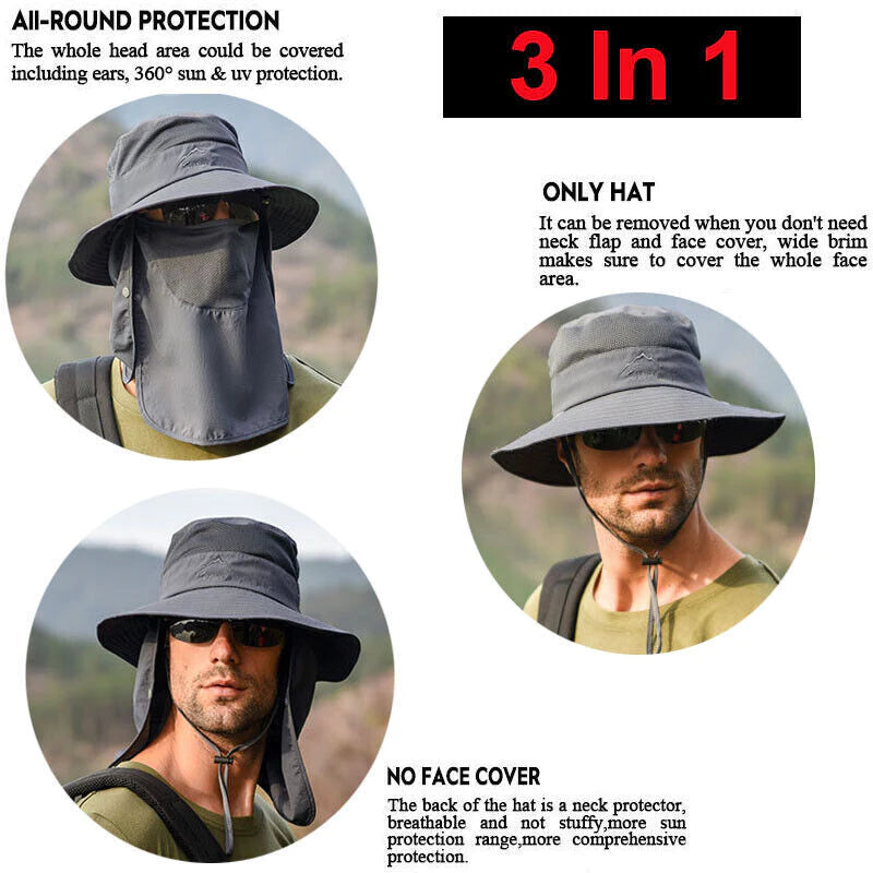 Wide Brim Sun Hat – UV Protection Bucket Hat for Men, Perfect for Hiking, Camping, Fishing, and Outdoor Adventures