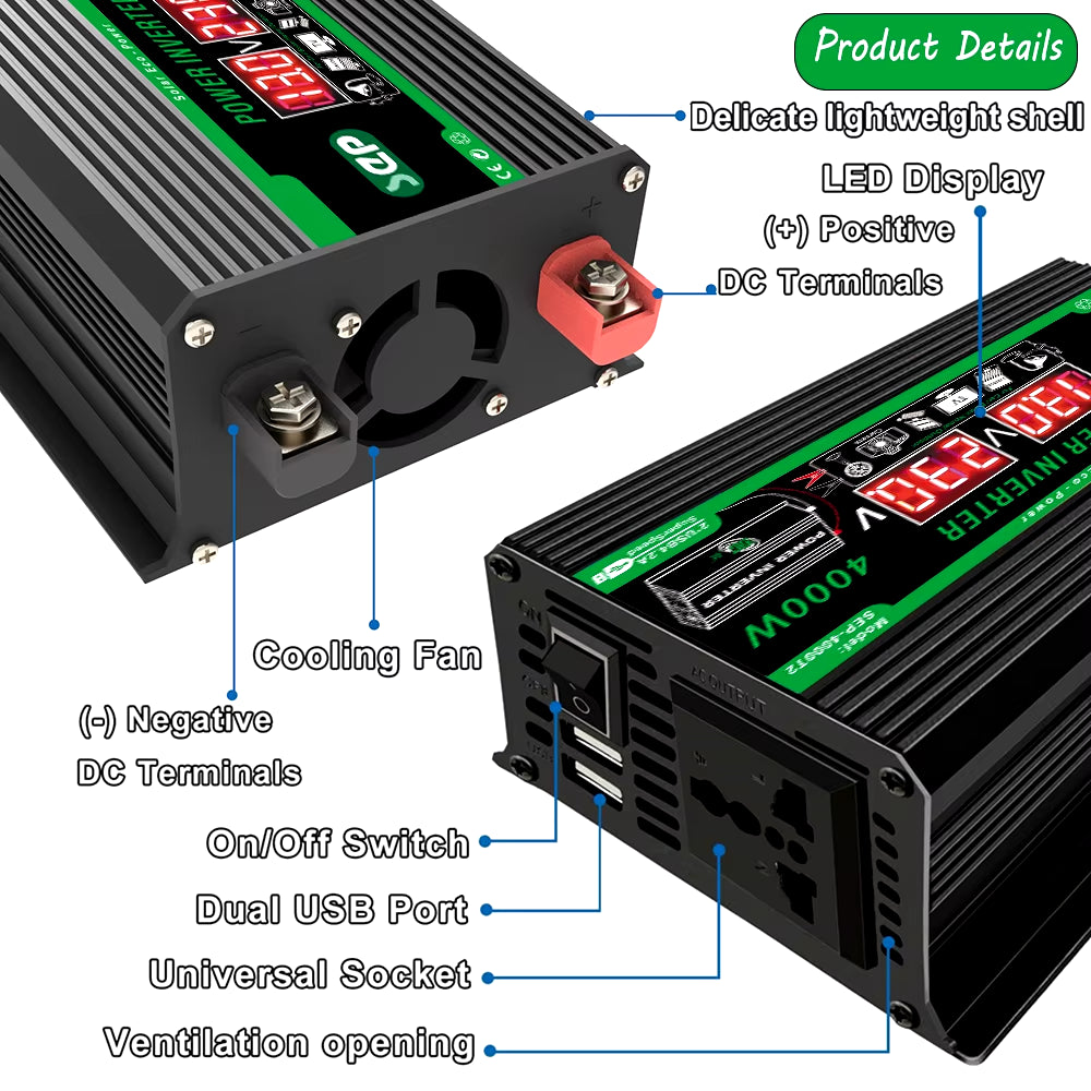 4000W Dual Digital LCD Display Solar Inverter: Ultimate Portable Power for Camping and RVs 🌞🔌