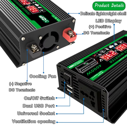 4000W Dual Digital LCD Display Solar Inverter: Ultimate Portable Power for Camping and RVs 🌞🔌