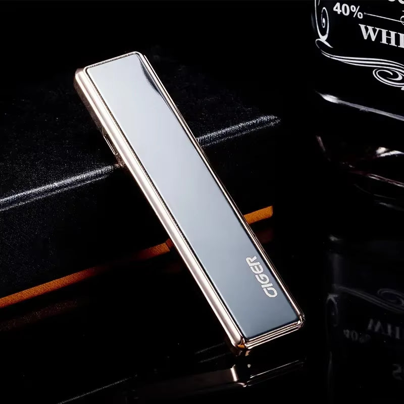 USB Rechargeable Windproof Keychain Lighter – Smooth Mirror Finish Zinc Alloy Cigarette Lighter