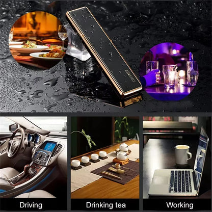 USB Rechargeable Windproof Keychain Lighter – Smooth Mirror Finish Zinc Alloy Cigarette Lighter