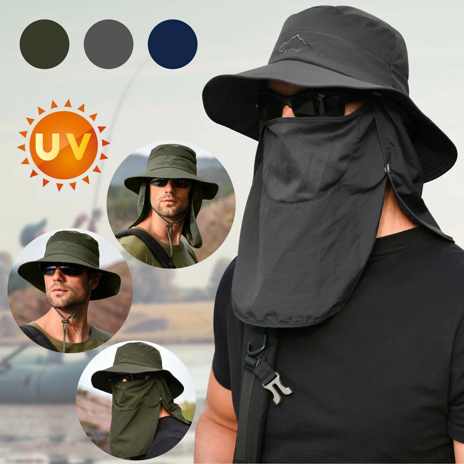 Wide Brim Sun Hat – UV Protection Bucket Hat for Men, Perfect for Hiking, Camping, Fishing, and Outdoor Adventures