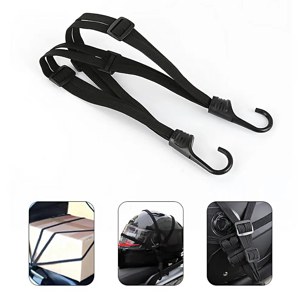 Highly Elastic Helmet & Luggage Binding Cord with Hooks – Durable Retractable Strap for Motorcycles & More